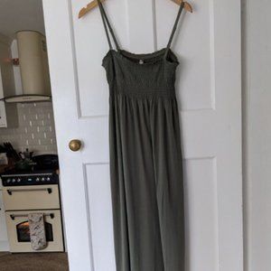 Maxi dress size 14 Khaki Green Strapless/ Shoestring Straps Elasticated bodice